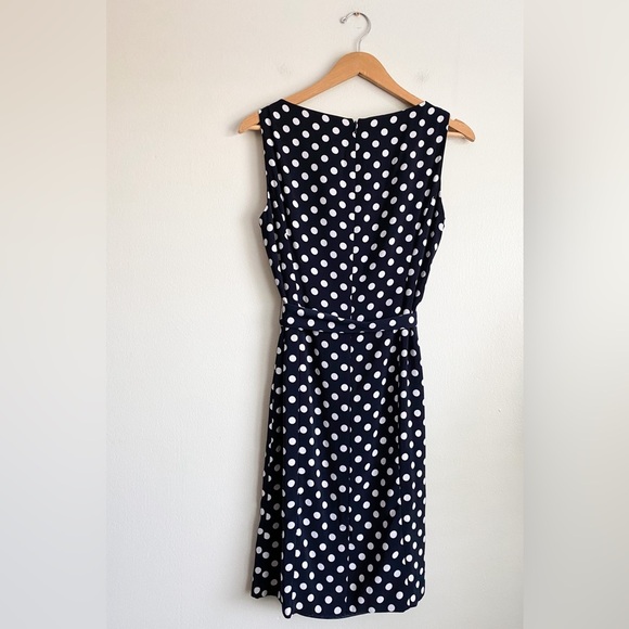 Jones New York Polka Dot Sleeveless Sheath Dress Navy Career Nautical Preppy 8 - Picture 9 of 11